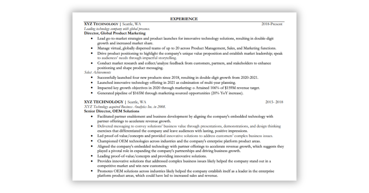 Image5 - Resumespice Building Your Experience Section in Your Marketing Resume